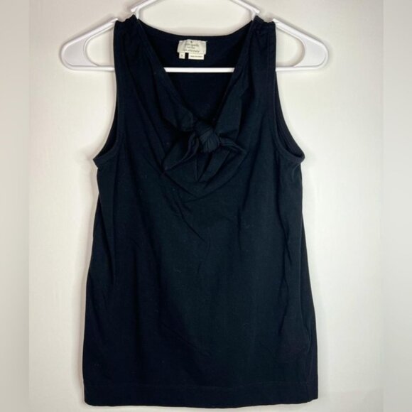 kate spade Black Tie Front Keyhole‎ Neck Tank Top Blouse Cotton Blend Size S - Picture 4 of 10